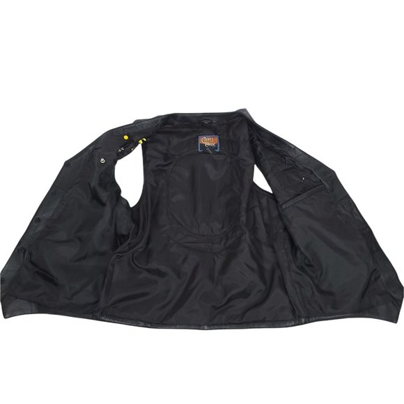 Cripple Creek Biker Motorcycle Vest Mens M Black Leather American Legion Lined - Picture 3 of 9
